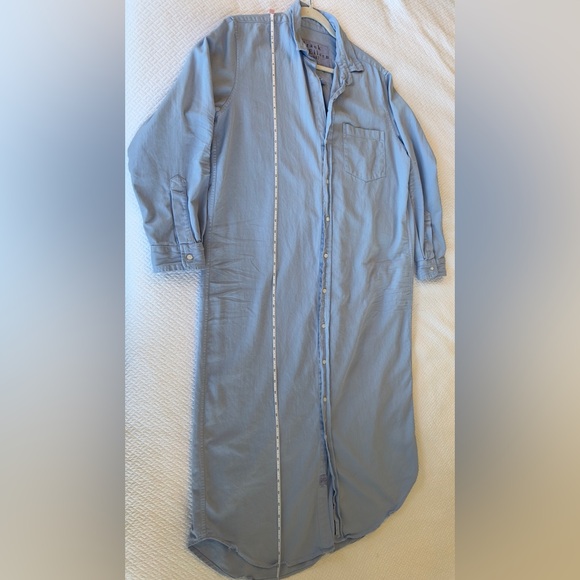 Frank & Eileen Glacier Blue Cotton Tattered Wash Maxi Shirtdress - Large - Picture 8 of 10